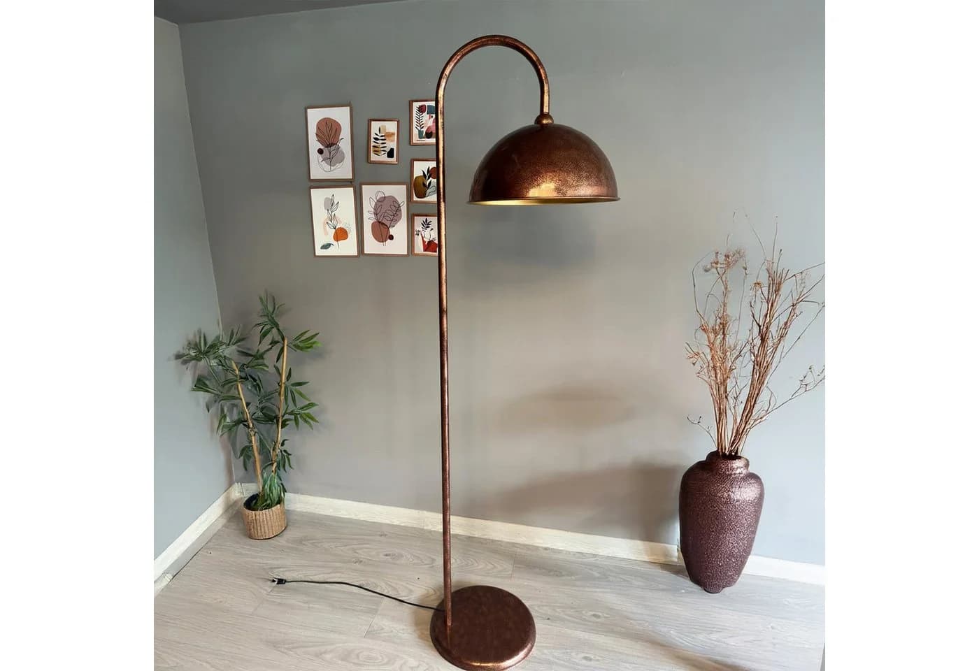 Bamyum Stehlampe Modern Metall E27 Kupferfarben mit Ablage - Bild 2