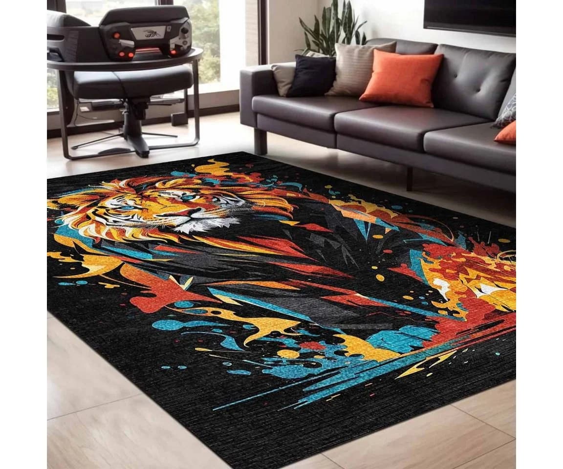 Bamyum Lions Teppich Chenille Druck Gaming Videospiel Waschbar