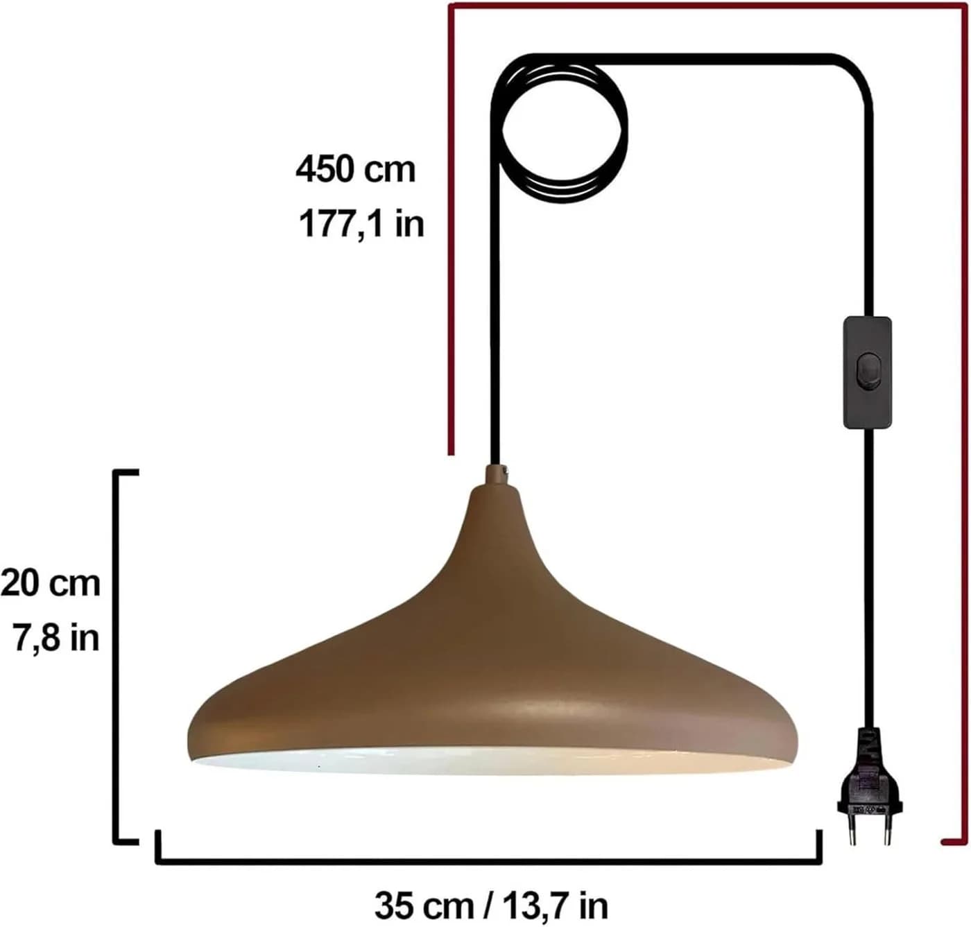 Bamyum Pendelleuchte Champion - Retro Metall Lampe mit Stecker 35cm - Bild 5