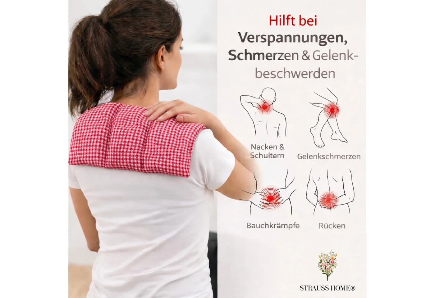 Strauss Home Wärmekissen Kirschkern Vintage 100% Baumwolle
