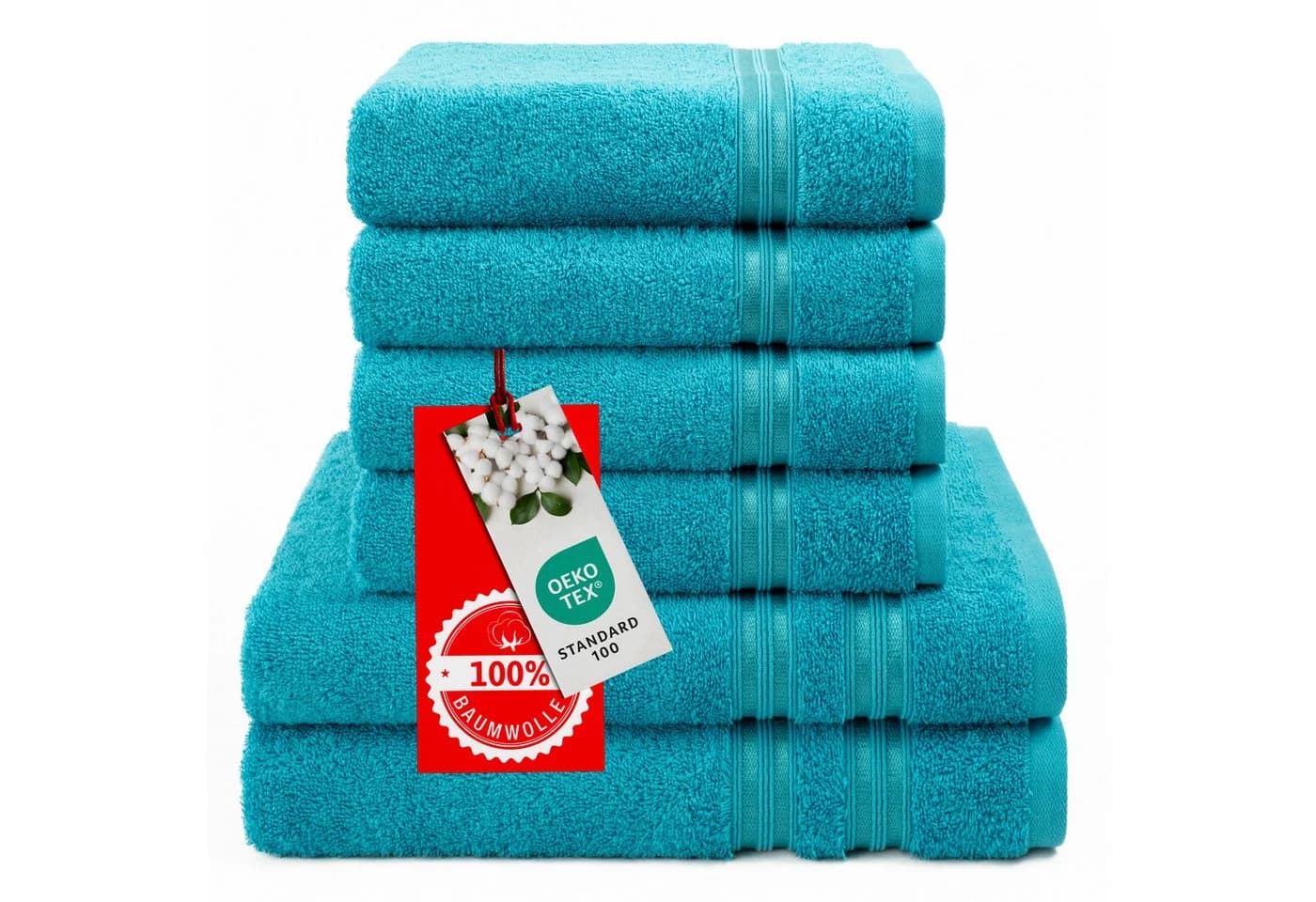 Hammetex 6-teiliges Handtuch Set 100% Baumwolle türkis Frottier - Bild 3