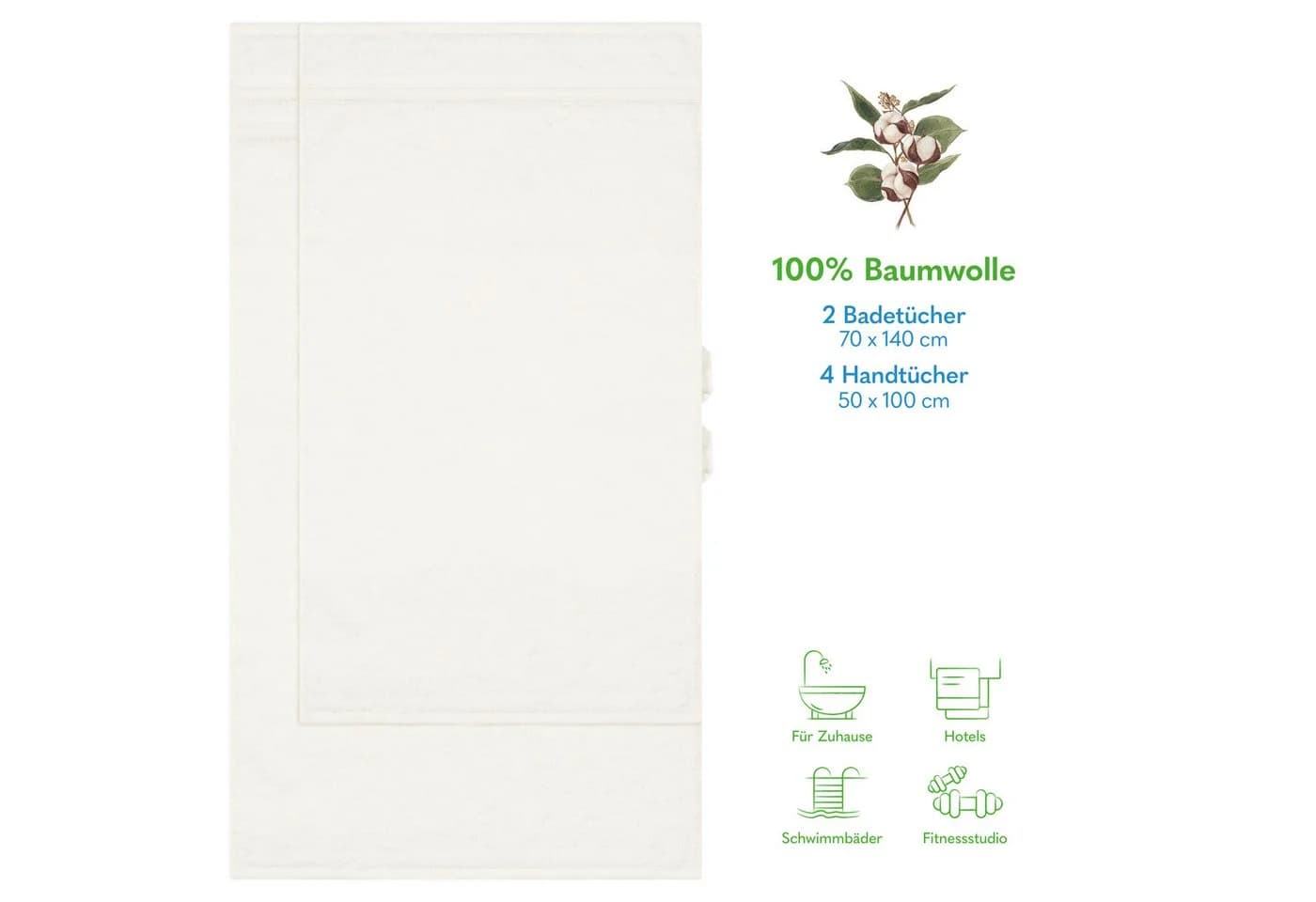 Hammetex 6-teiliges Handtuch Set 100% Baumwolle Beige Frottier