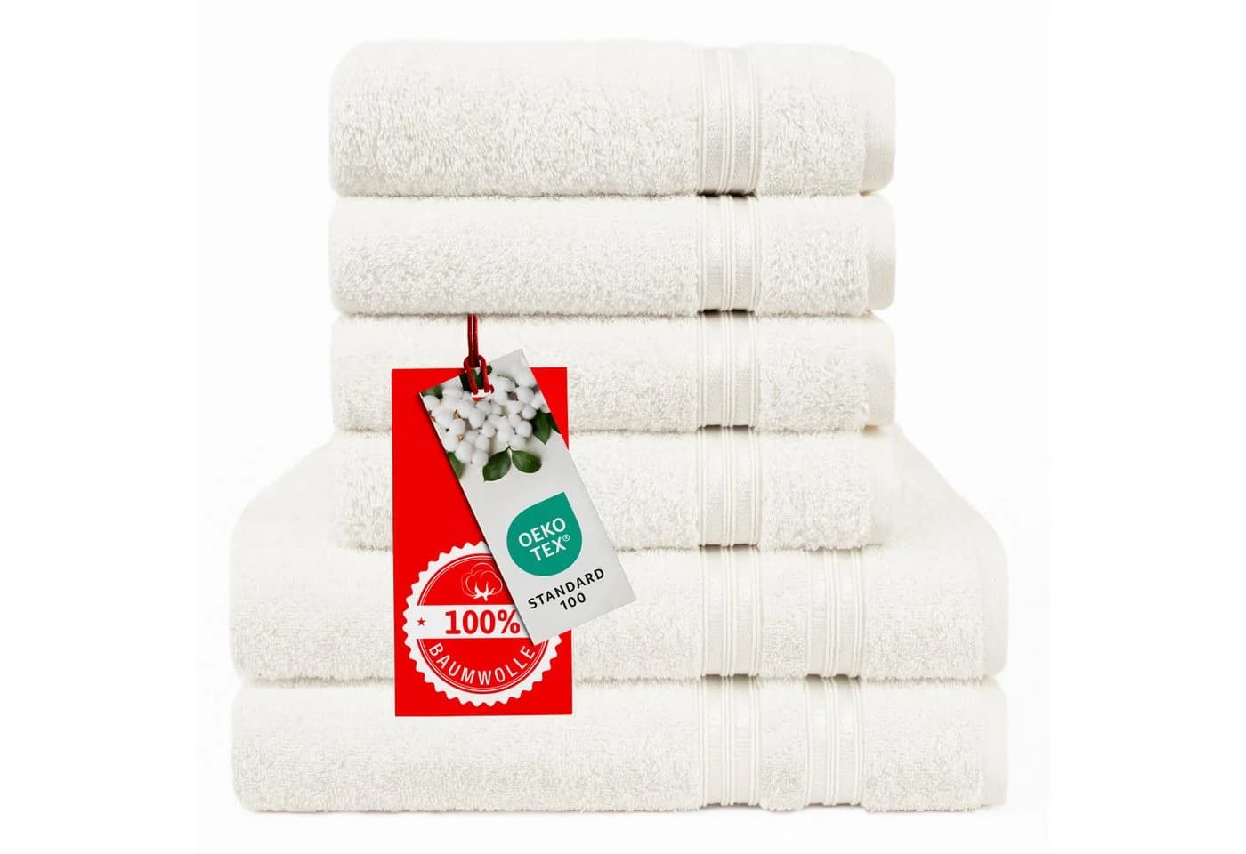 Hammetex 6-teiliges Handtuch Set 100% Baumwolle Beige Frottier - Bild 3