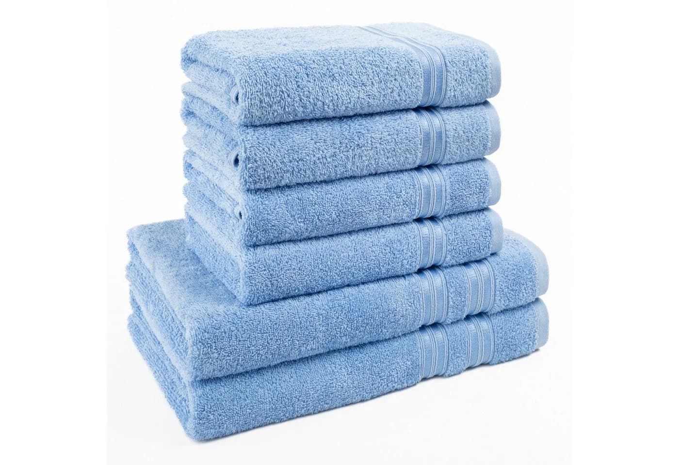 Hammetex 6-teiliges Handtuch Set 100% Baumwolle Hellblau Frottier - Bild 2
