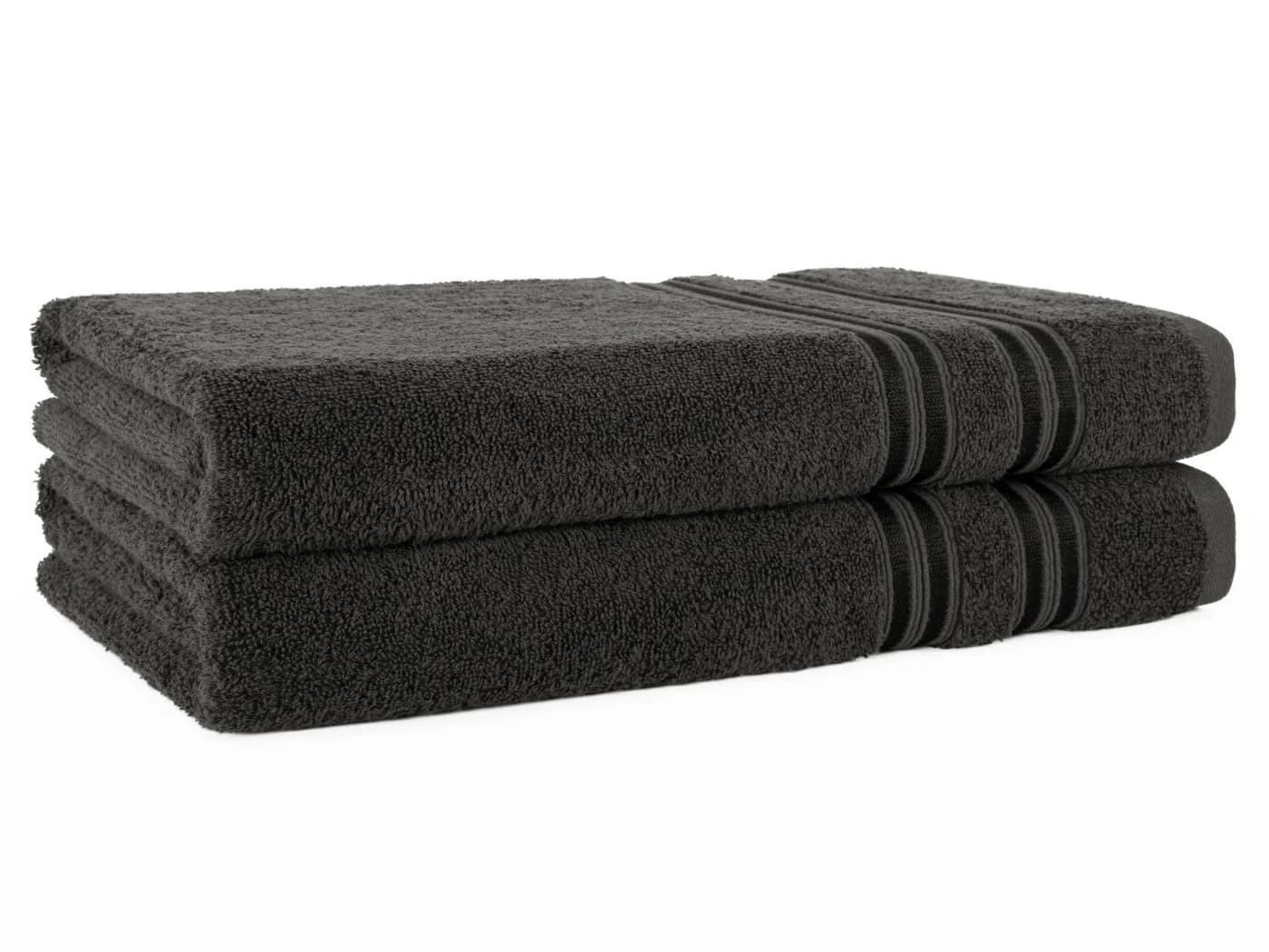 Hammetex 2er Set Badetücher Grau 70x140 cm 100% Baumwolle Frottier - Bild 2