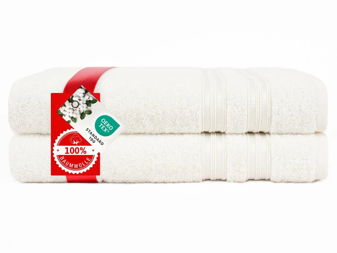Hammetex 2er Set Duschtücher Beige 100% Baumwolle Frottier - Bild 3