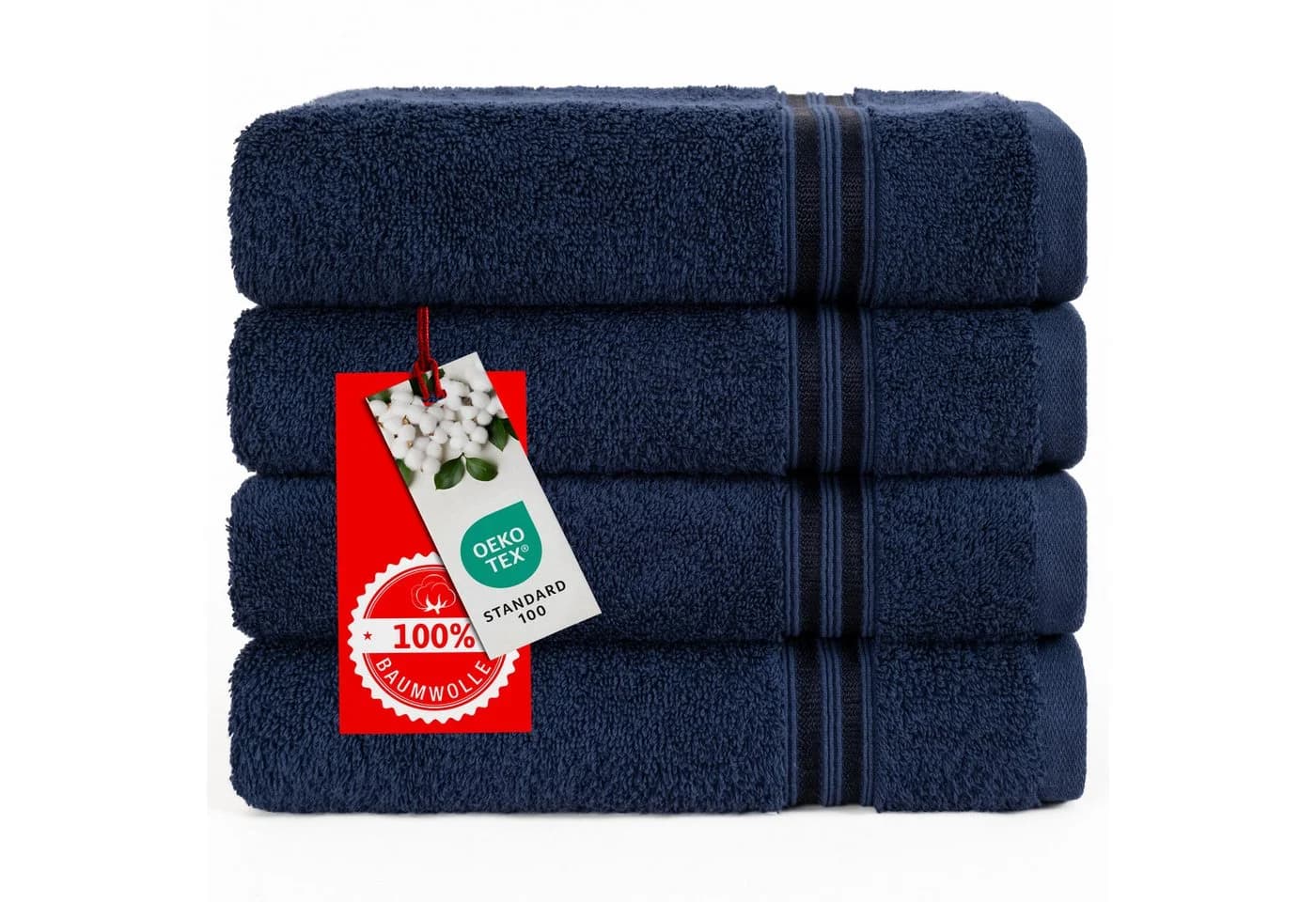 HAMMETEX 4er Handtuch Set Dunkelblau 100% Baumwolle Frottier - Bild 3