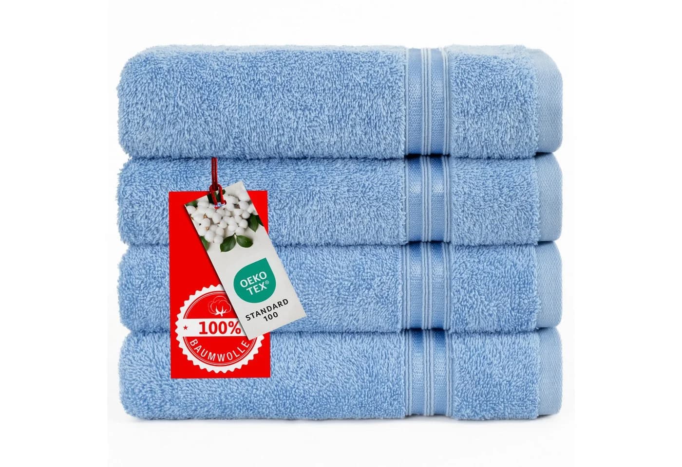HAMMETEX Handtuch Set 4-teilig Hellblau 100% Baumwolle Frottier - Bild 3
