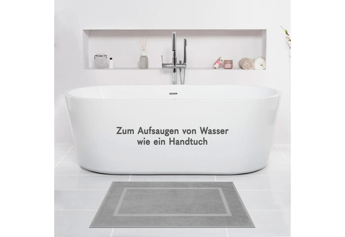 HAMMETEX Badematte Hotelmatte 2-tlg. Hellgrau 100% Baumwolle Rutschfest