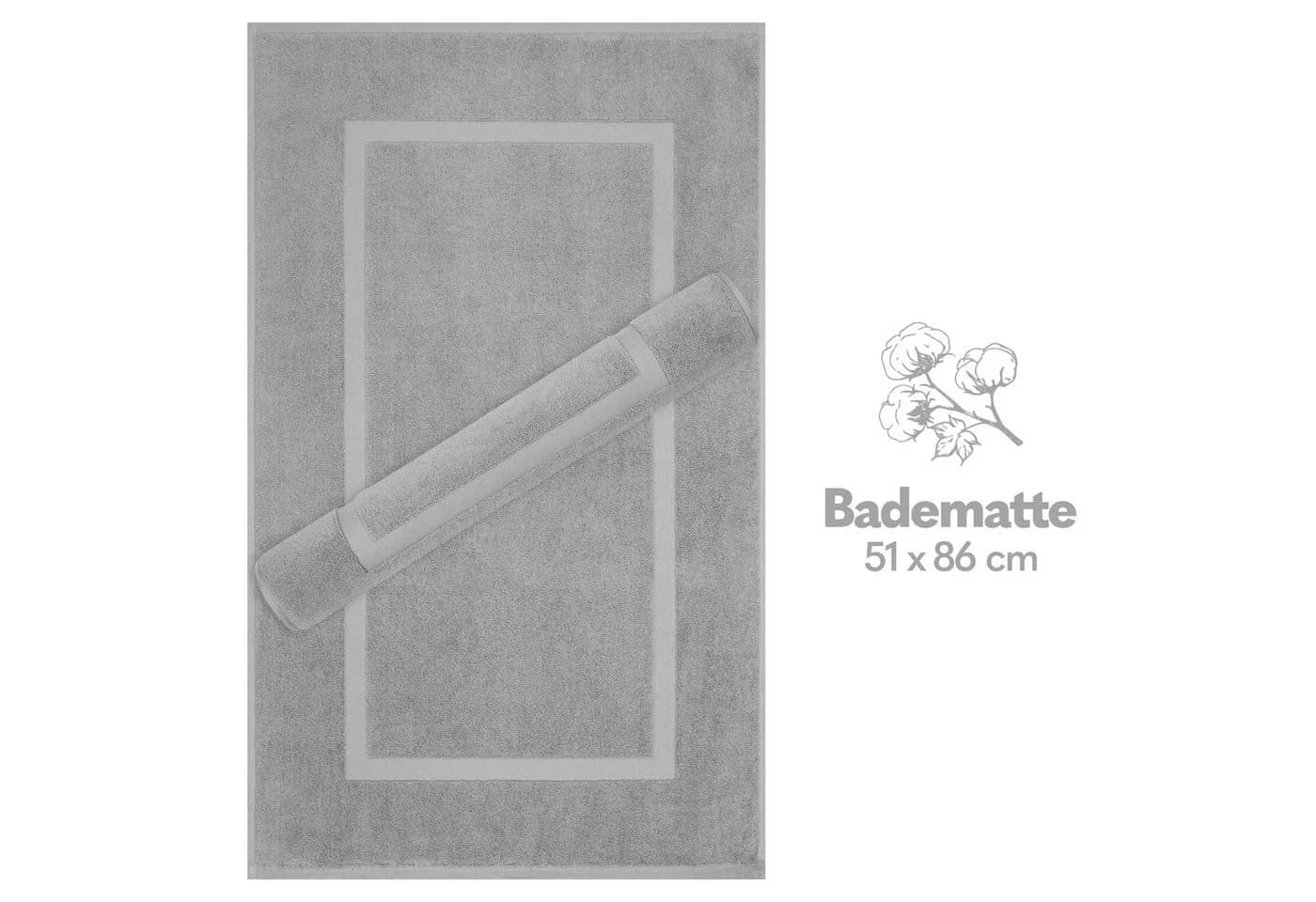 HAMMETEX Badematte Hotelmatte 2-tlg. Hellgrau 100% Baumwolle Rutschfest - Bild 5