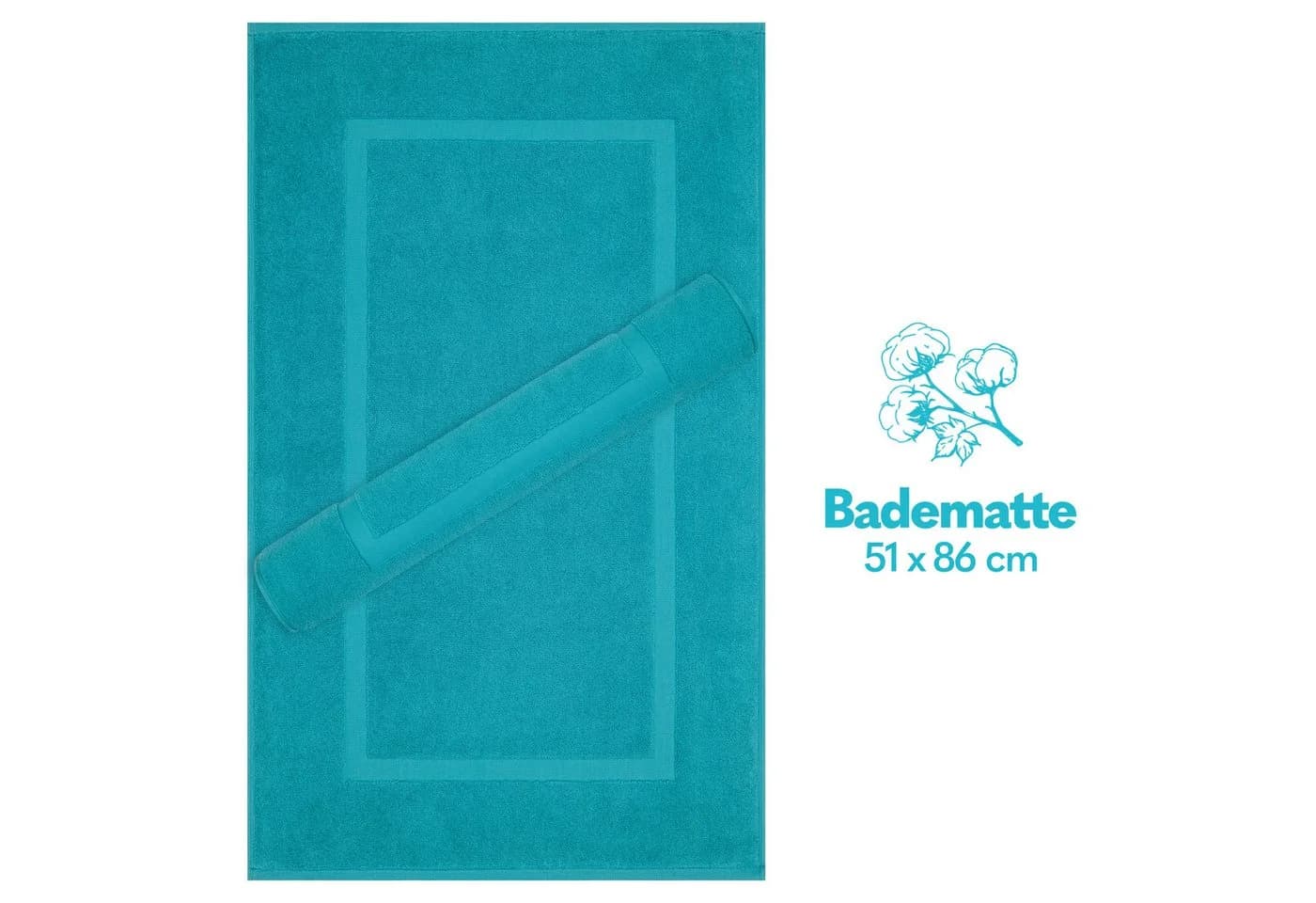 HAMMETEX Badematte Hotelmatte 2-tlg. türkis Baumwolle rutschhemmend - Bild 5