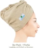 Hammetex 2er Set Haarturban Damen Beige 100% Baumwolle Bild 1