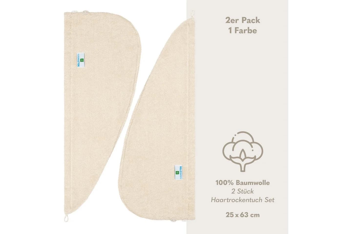 Hammetex 2er Set Haarturban Damen Beige 100% Baumwolle - Bild 4