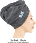 Hammetex 2er Set Haarturban Damen 100% Baumwolle Anthrazit Bild 1