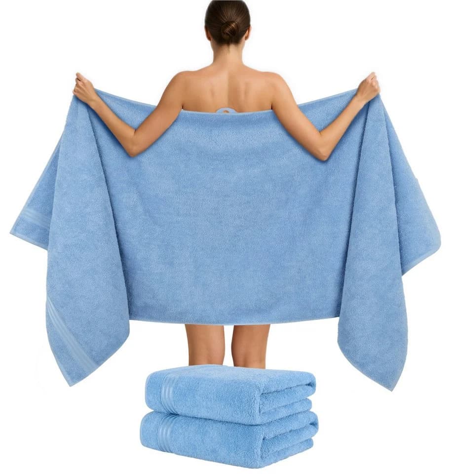 HAMMETEX Saunatuch 2er Set Hellblau Frottier 100% Baumwolle