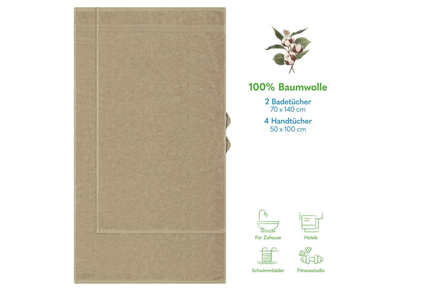 HAMMETEX Handtuch Set 6-teilig Baumwolle