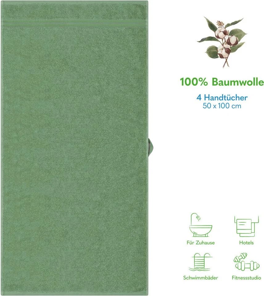 HAMMETEX Handtuch Set 4er Set Handtücher 50x100 cm, 100% Baumwolle, Weich & Saugstark, Frottier