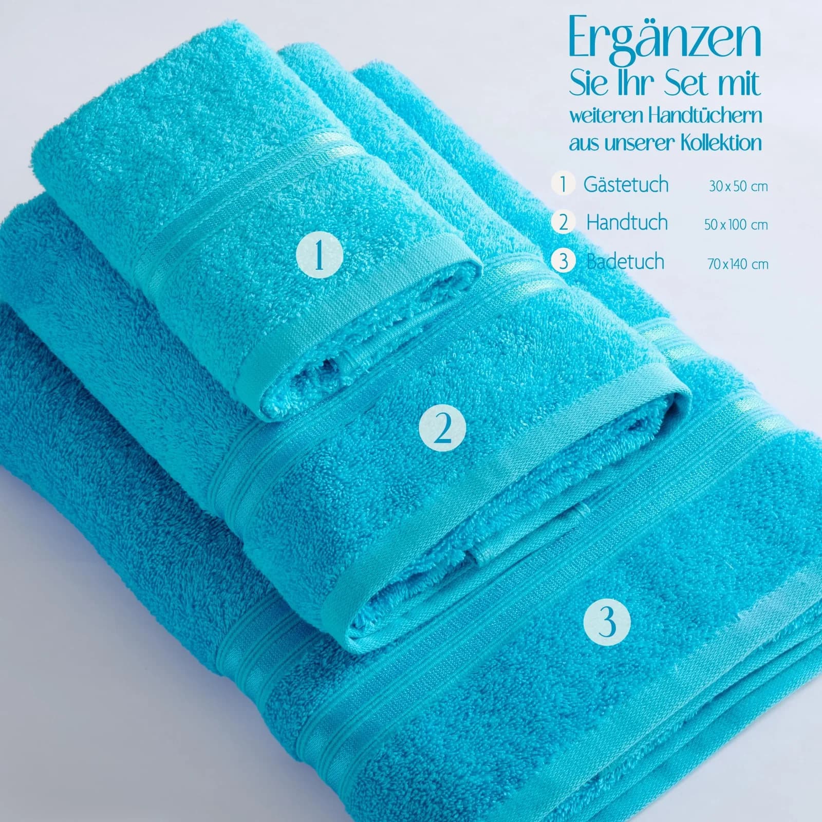 Hammetex Gästehandtücher 5er Set Türkis Frottee 30x50 cm