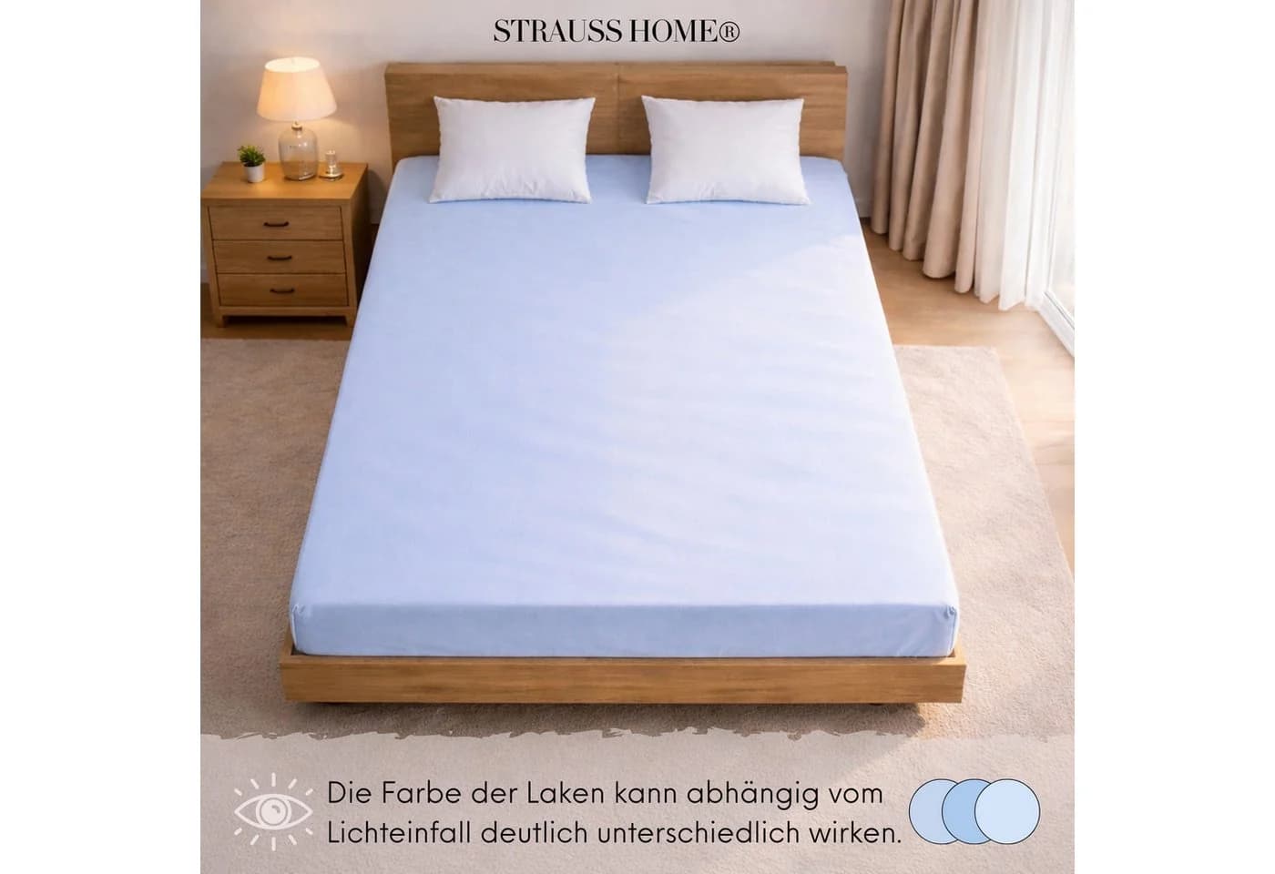 Strauss Home Spannbettlaken Premium Minzblau Jersey Baumwolle - Bild 5