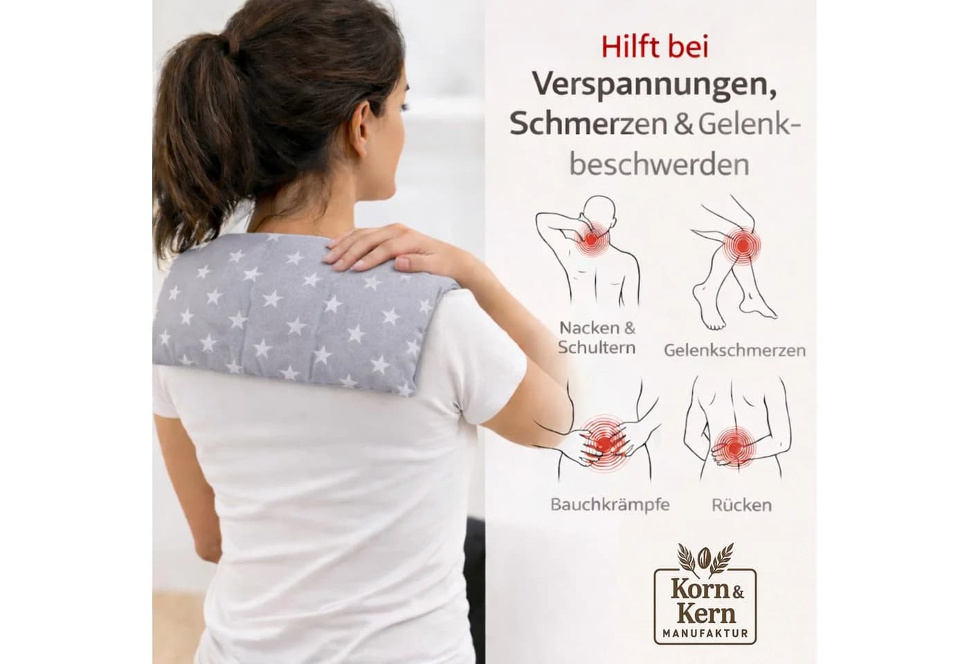 Korn & Kern Manufaktur Wärmekissen Kirschkernkissen Sternenmuster