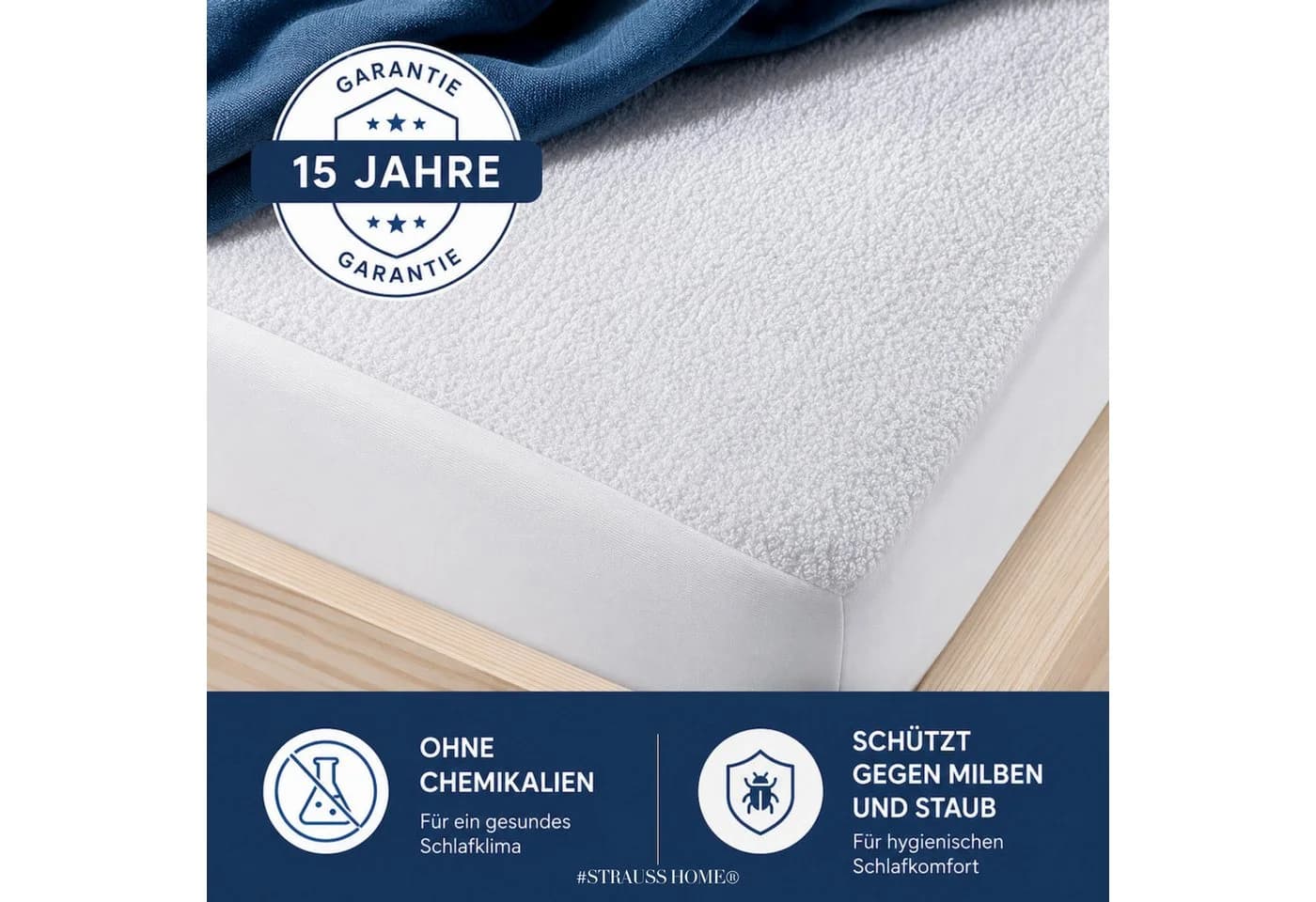 Strauss Home Matratzenschutzbezug Wasserdicht Atmungsaktiv Rundumgummizug - Bild 3