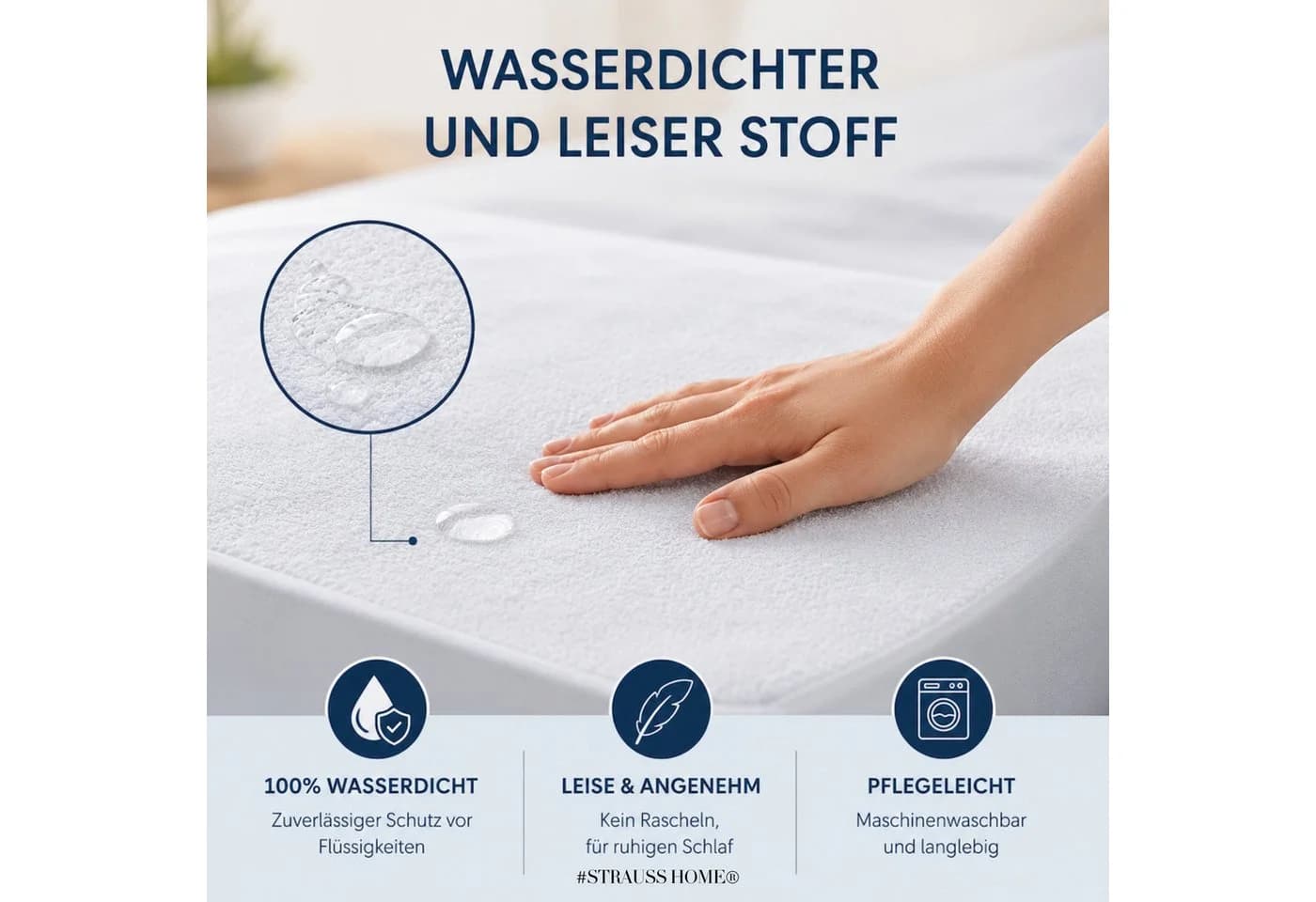 Strauss Home Matratzenschutzbezug Wasserdicht Atmungsaktiv Rundumgummizug - Bild 5