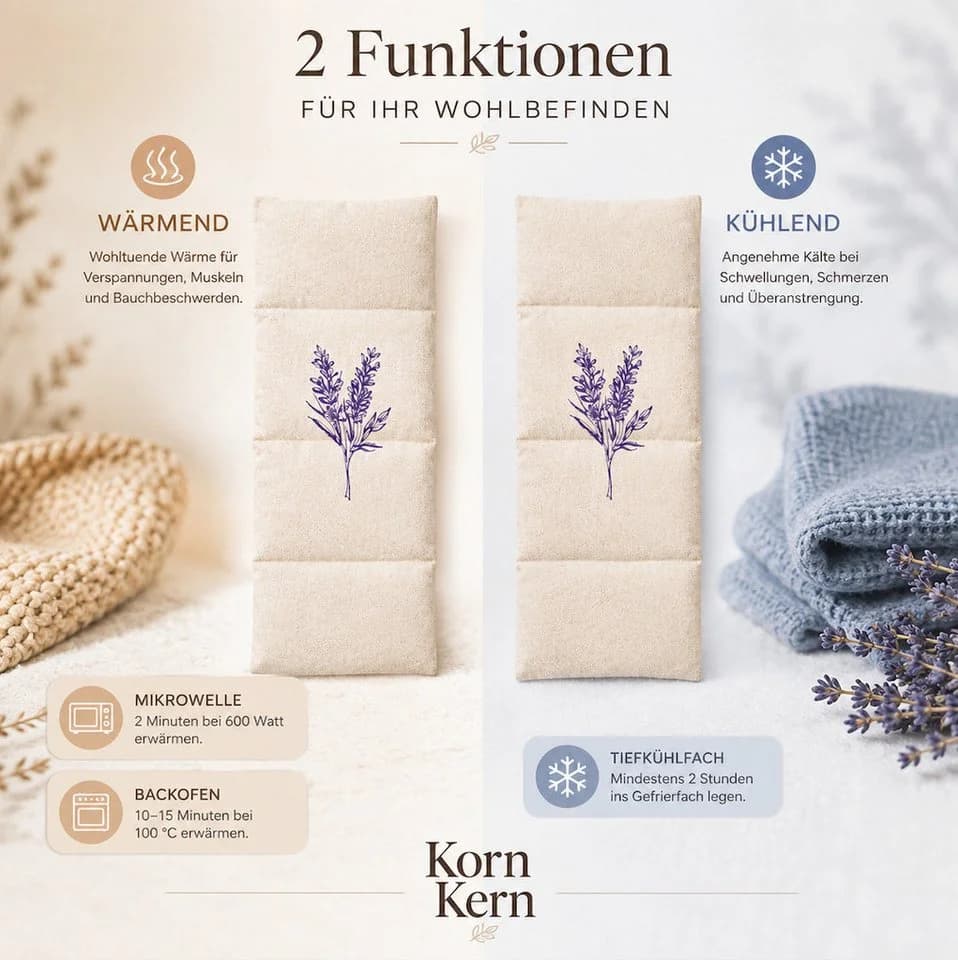 Korn & Kern Manufaktur Wärmekissen Kirschkernkissen mit Lavendel - Bild 3