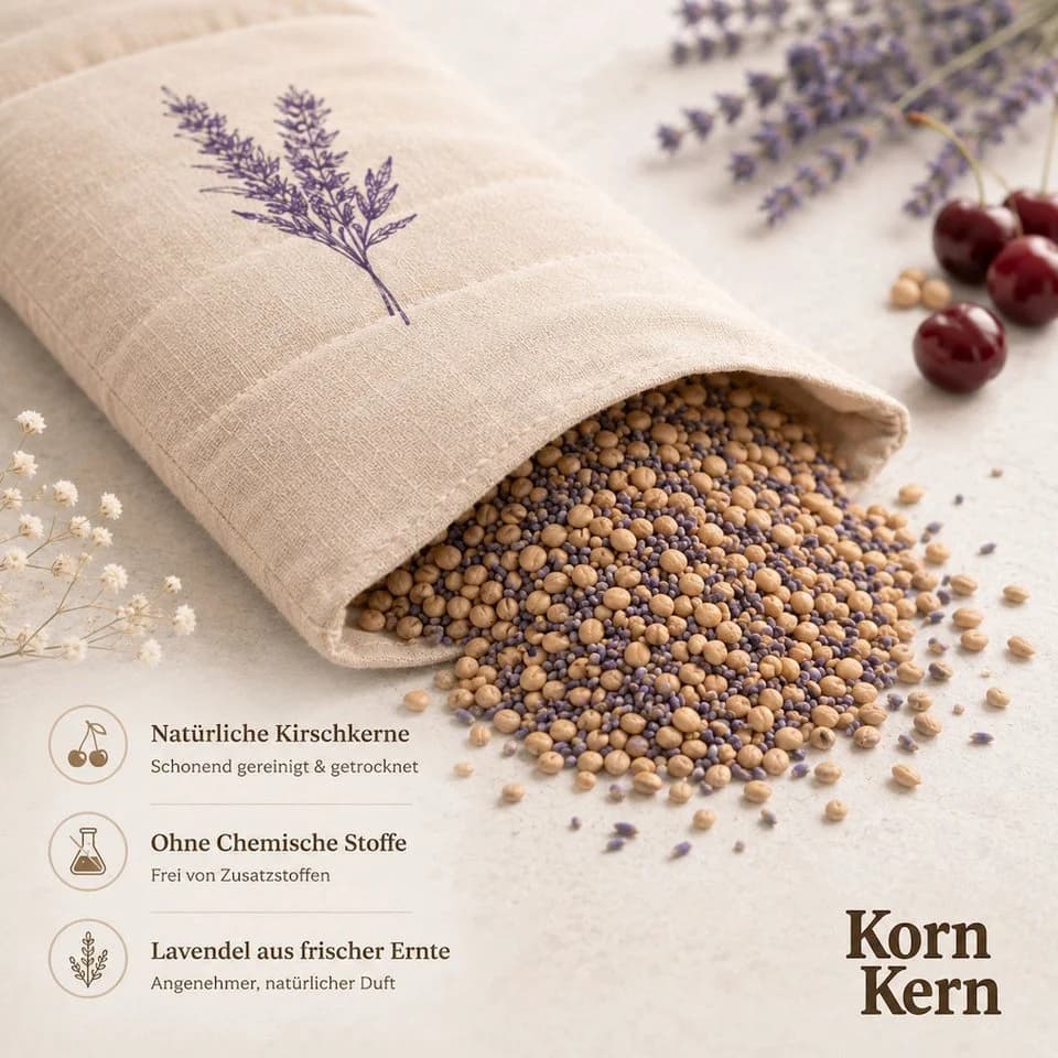 Korn & Kern Manufaktur Wärmekissen Kirschkernkissen mit Lavendel - Bild 5