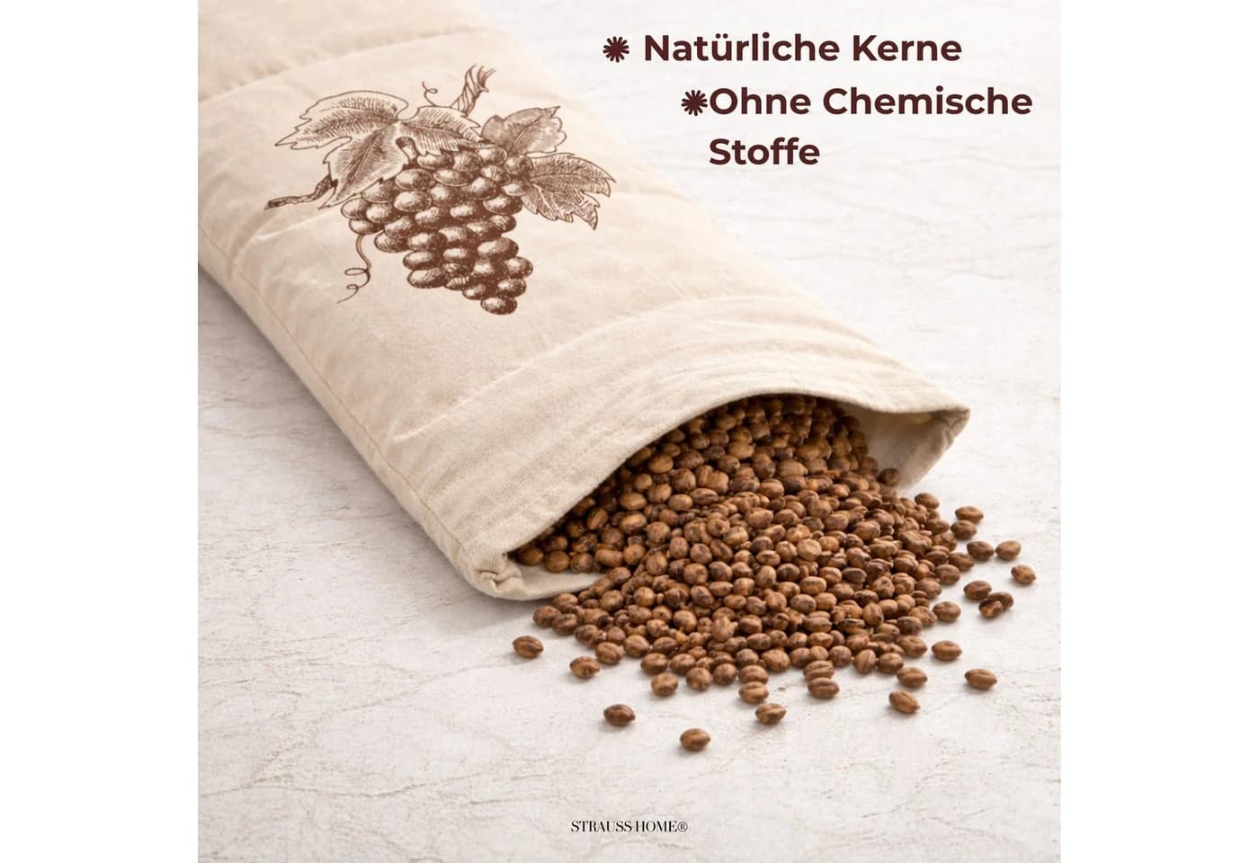 Strauss Home Wärmekissen Traubenkernkissen 20x50cm abnehmbarer Bezug - Bild 5
