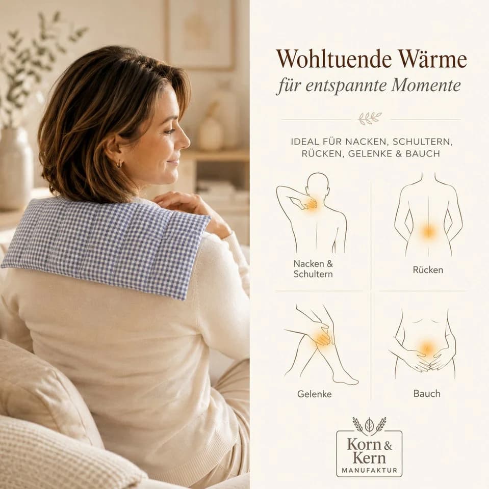 Korn & Kern Manufaktur Wärmekissen XXL 50x20 cm 1200g Naturkörner