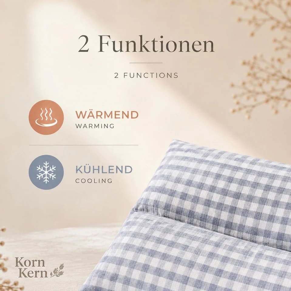Korn & Kern Manufaktur Wärmekissen XXL 50x20 cm 1200g Naturkörner - Bild 3