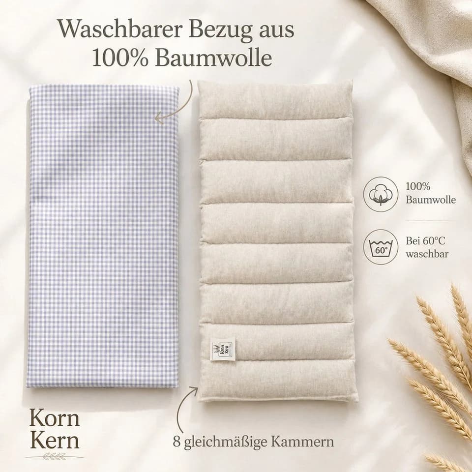 Korn & Kern Manufaktur Wärmekissen XXL 50x20 cm 1200g Naturkörner - Bild 4