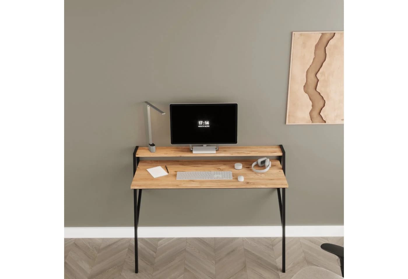 BDR Flamingo Schreibtisch mit Metallfüßen Pine & Schwarz