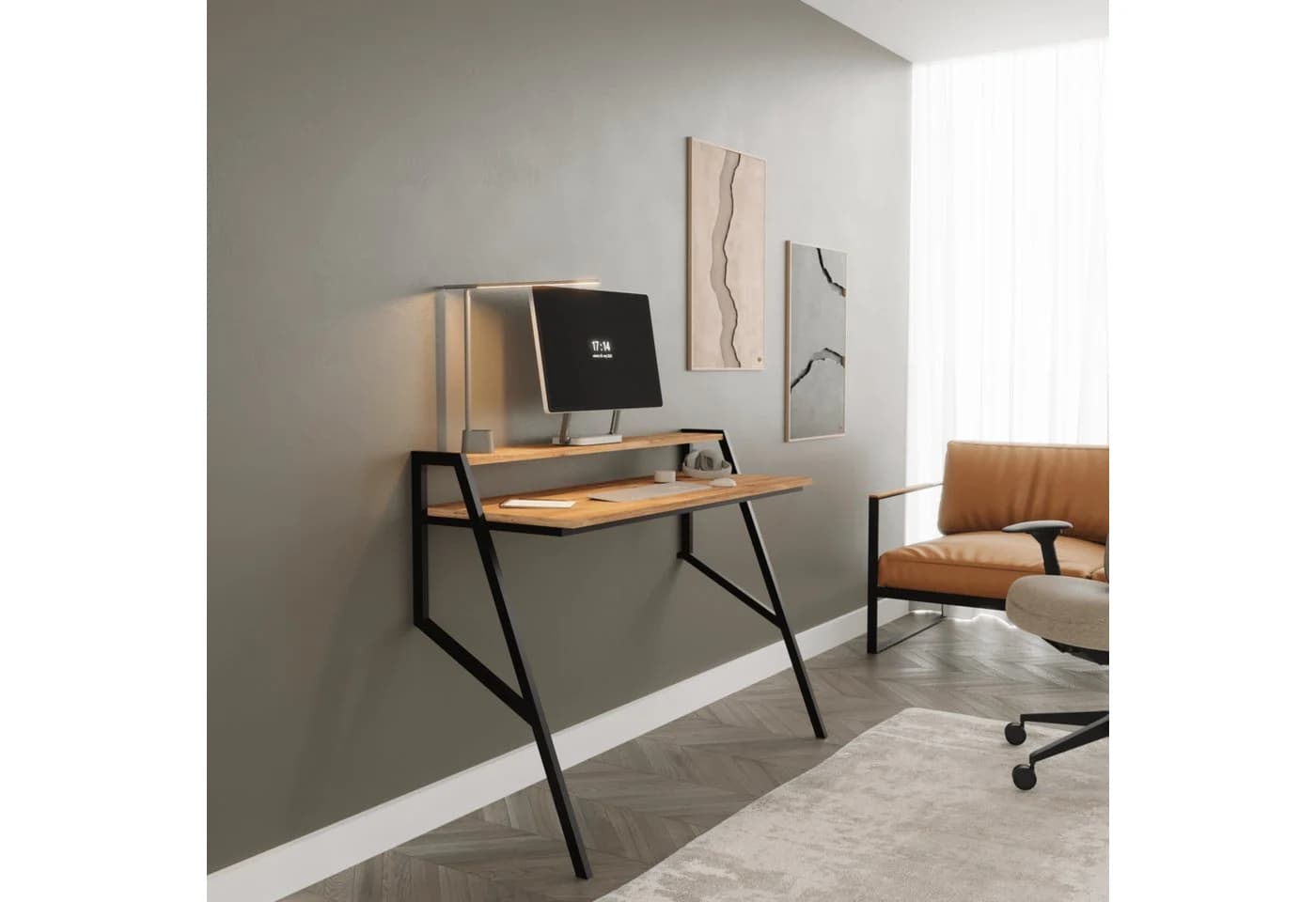 BDR Flamingo Schreibtisch mit Metallfüßen Pine & Schwarz - Bild 2