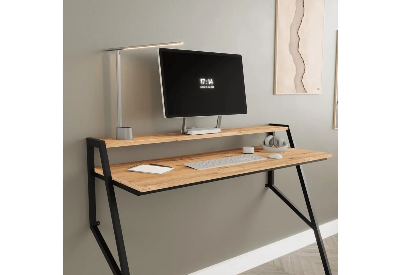 BDR Flamingo Schreibtisch mit Metallfüßen Pine & Schwarz - Bild 3