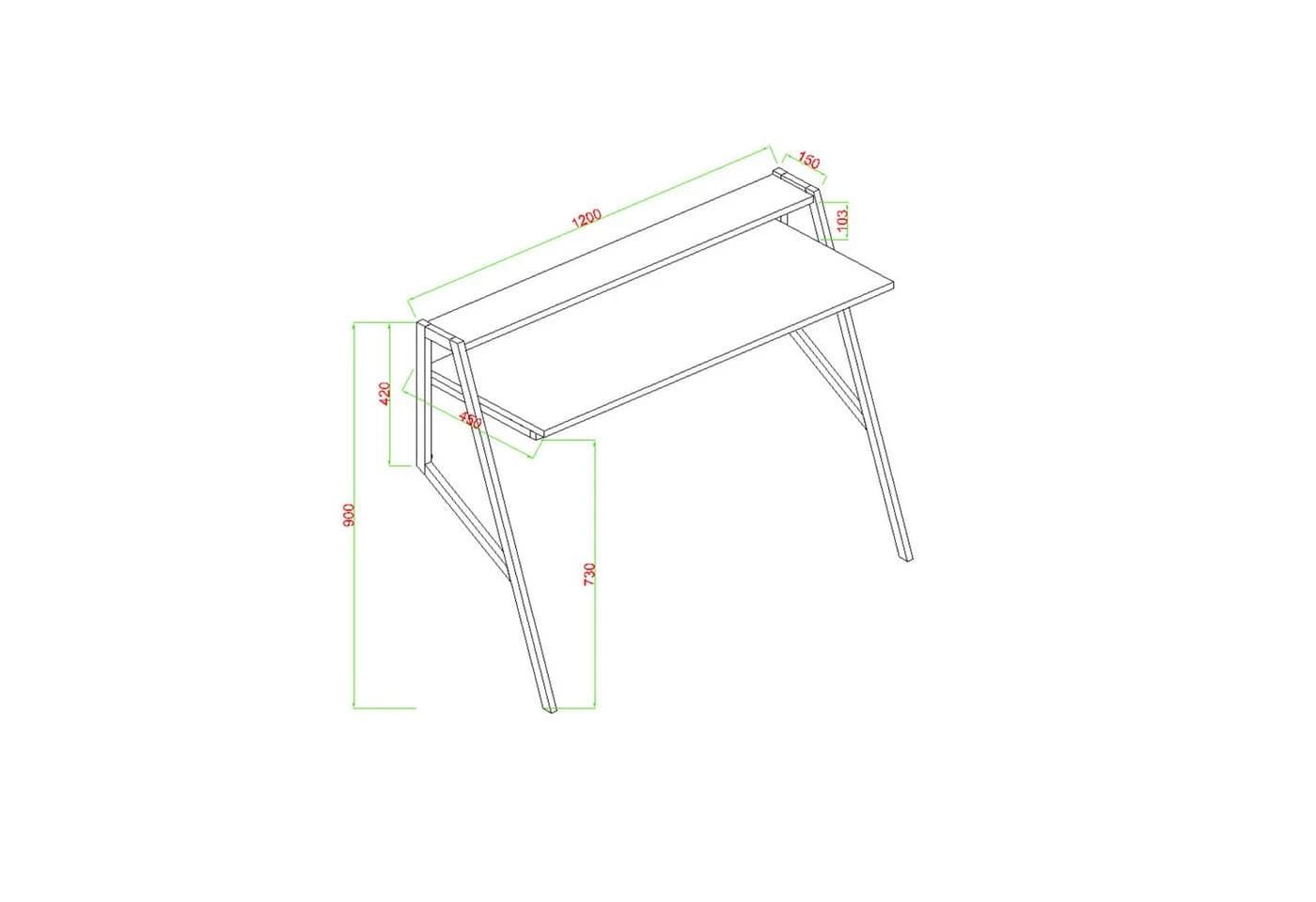 BDR Flamingo Schreibtisch mit Metallfüßen Pine & Schwarz - Bild 5