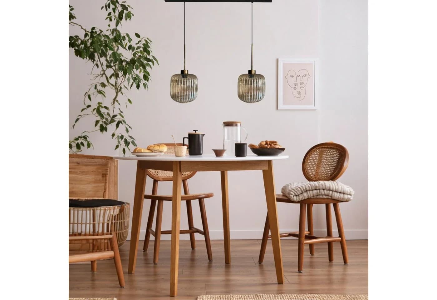 Bamyum Retro Pendelleuchte Glas Metall E-27