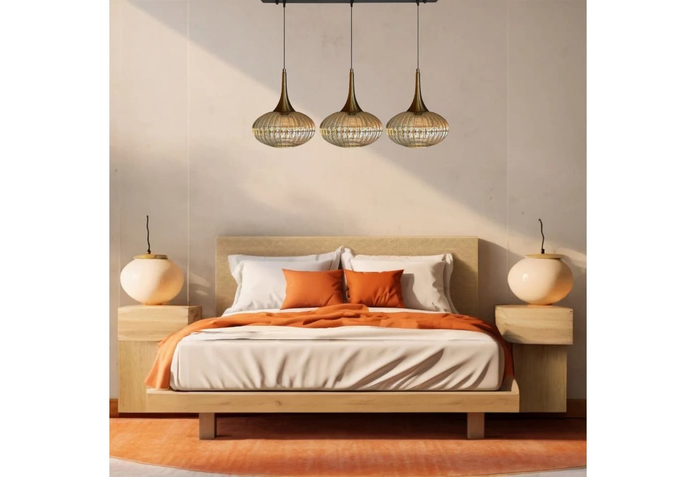 Bamyum Pendelleuchte Elegant Dreifacher Kronleuchter Glas Retro Hängelampe
