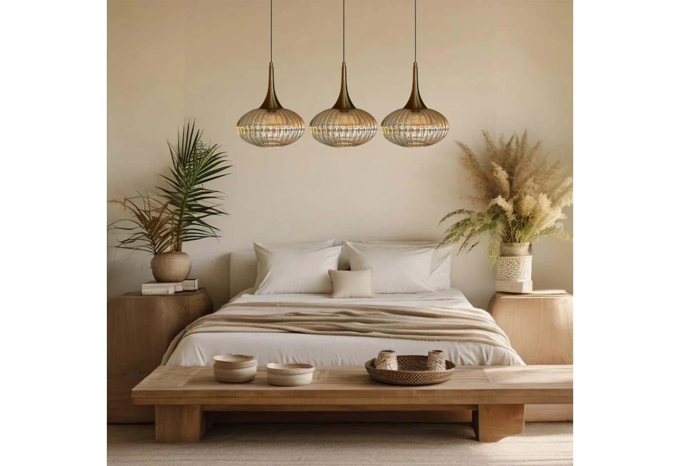 Bamyum Pendelleuchte Elegant Dreifacher Kronleuchter Glas Retro Hängelampe - Bild 4