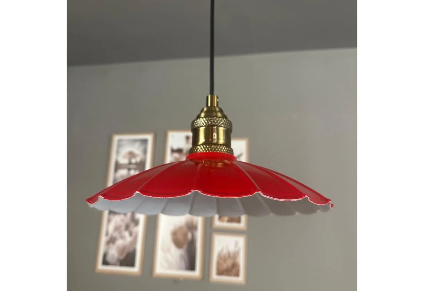 Bamyum Pendelleuchte Risso Metall Rot Ø25cm Modern Retro Hängelampe