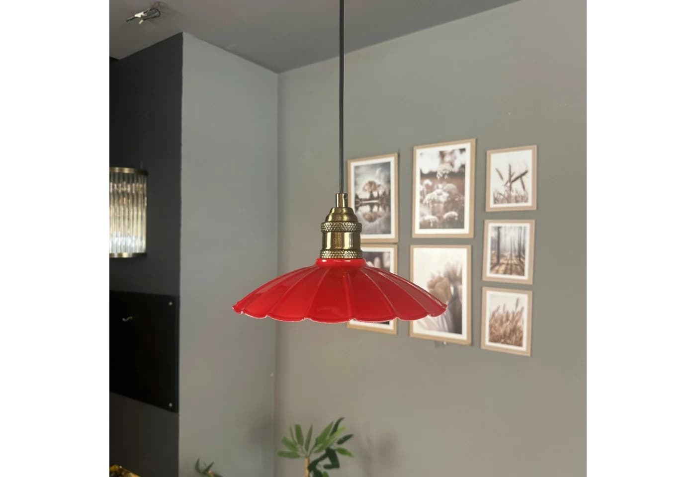 Bamyum Pendelleuchte Risso Metall Rot Ø25cm Modern Retro Hängelampe - Bild 4