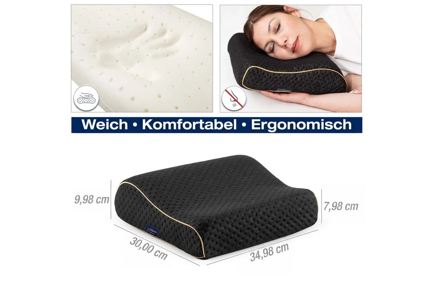 Alkamto Orthopädisches Reisekissen Memory-Schaum Schwarz