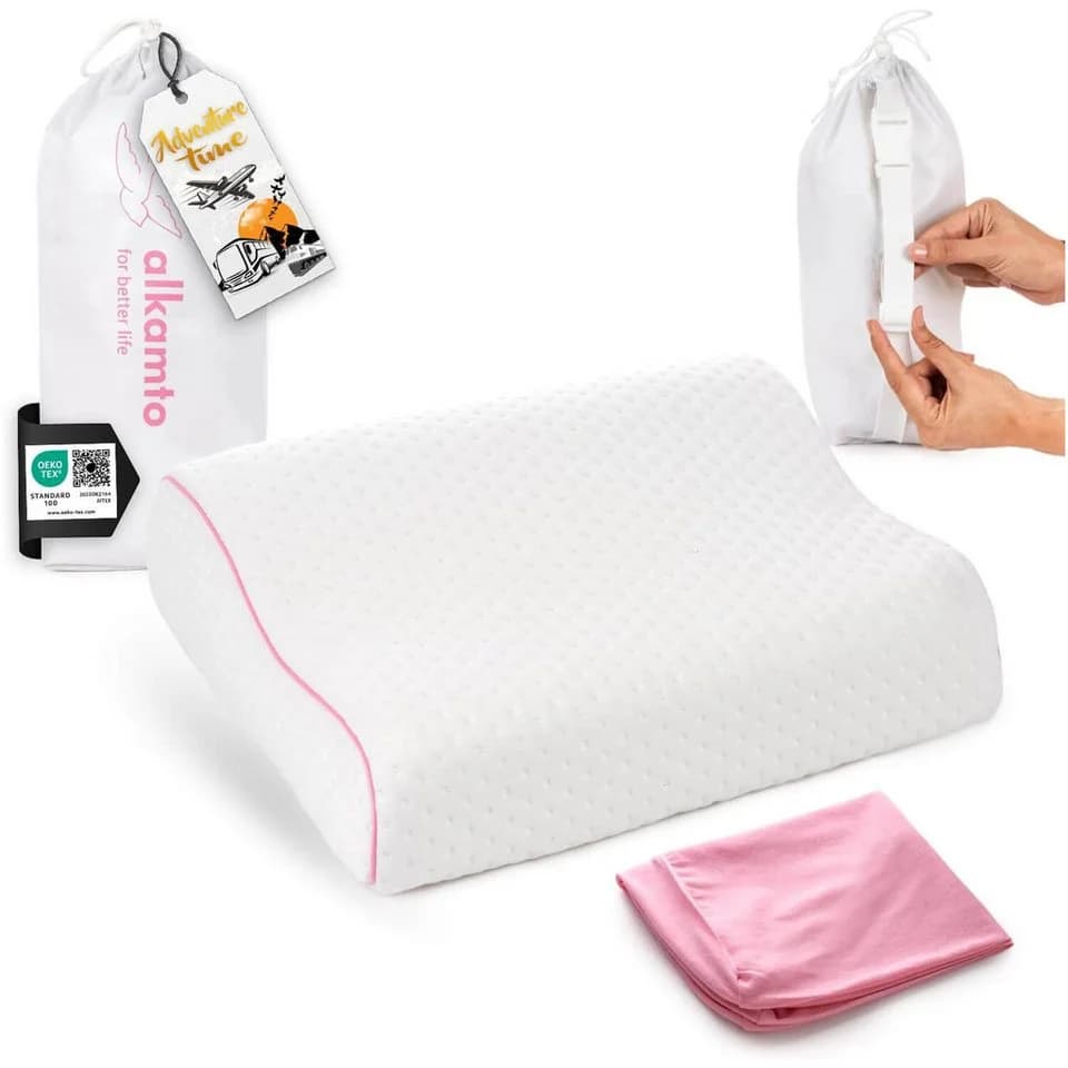 Alkamto Ergonomisches Reisekissen Memory-Schaum Rosa - Bild 2