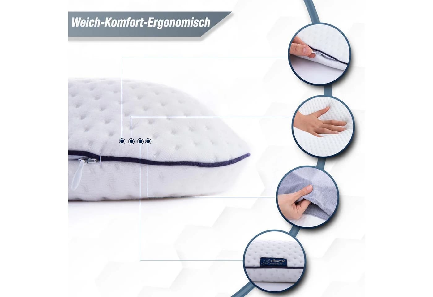 Alkamto Ergonomisches Kinderkissen Memory Foam mit Viskosebezug - Bild 4
