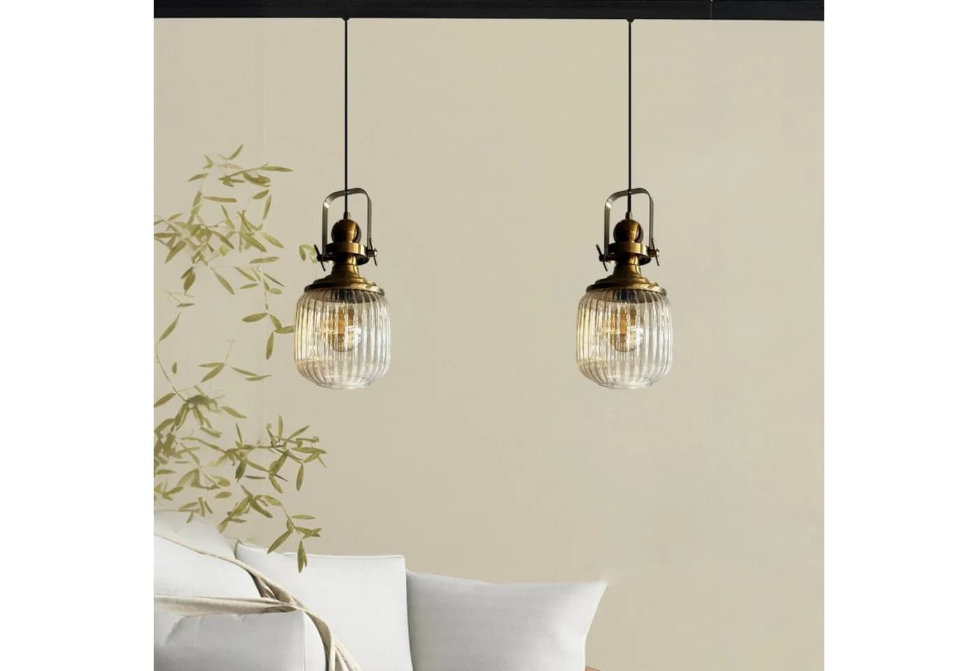 Bamyum Retro Pendelleuchte Glas Metall E27 Kronleuchter - Bild 2