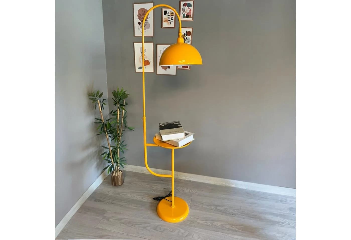 Bamyum Stehlampe Modern Gelb mit Dimmer & Ablage - Bild 2