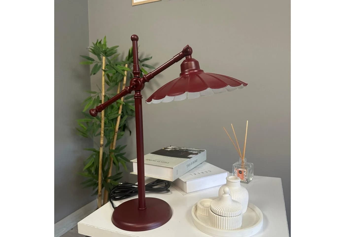 Bamyum Tischleuchte Risso Modern Metall E27 Burgunderrot - Bild 2