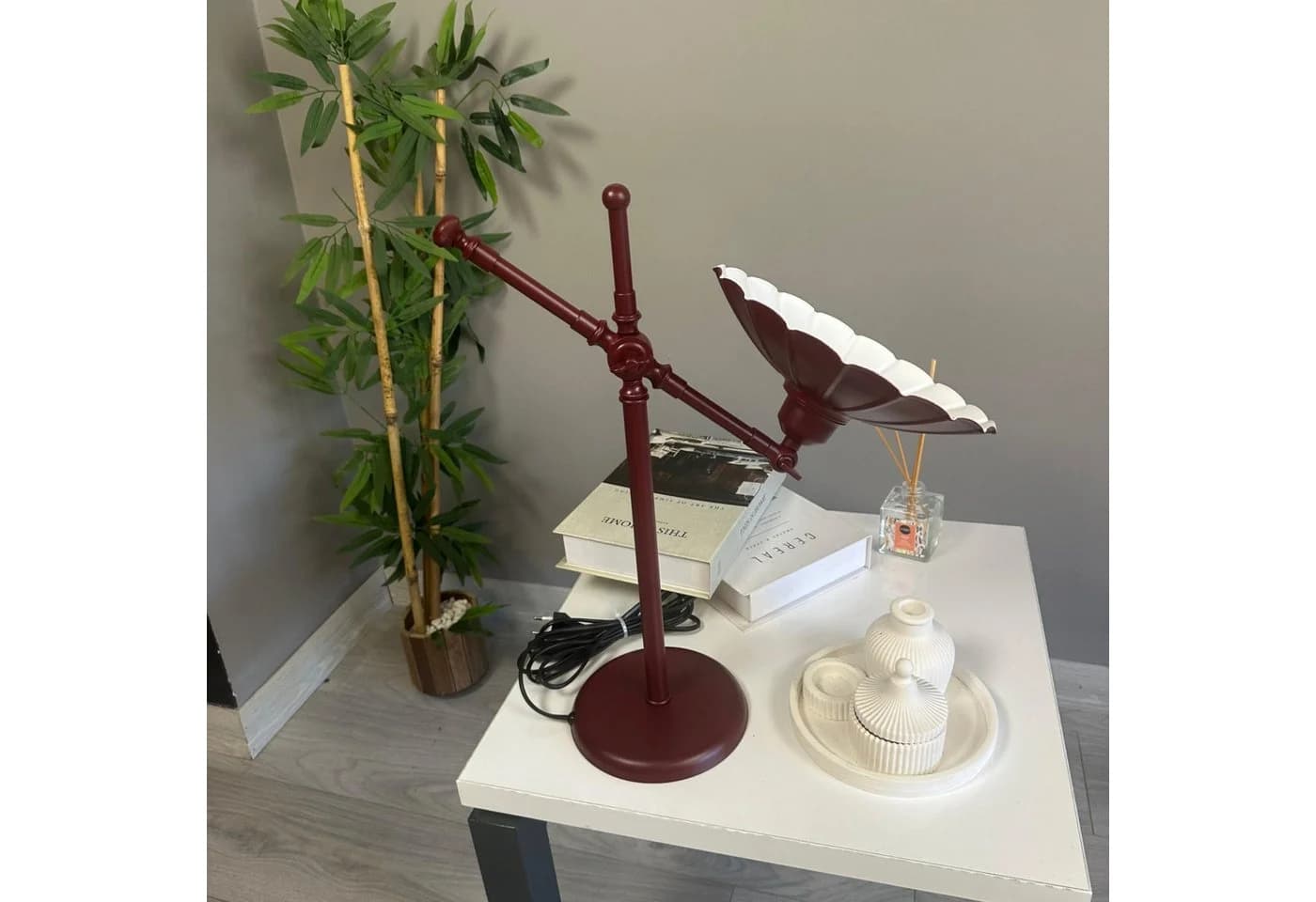 Bamyum Tischleuchte Risso Modern Metall E27 Burgunderrot - Bild 3