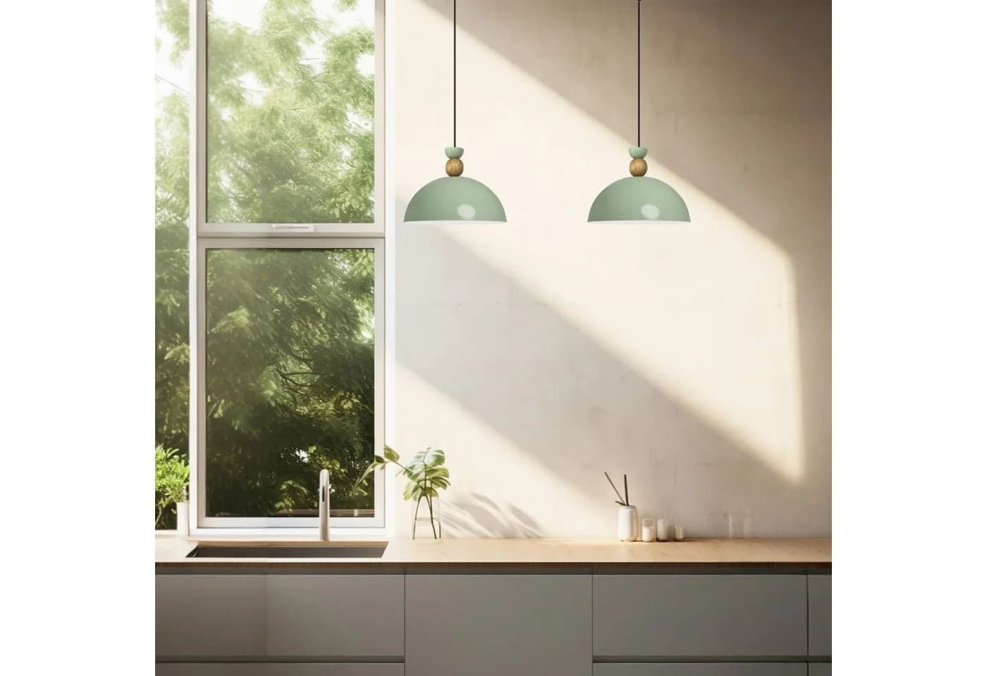 Bamyum Yimpi Pendelleuchte Doppelleuchter Metall Modern Minzgrün - Bild 3