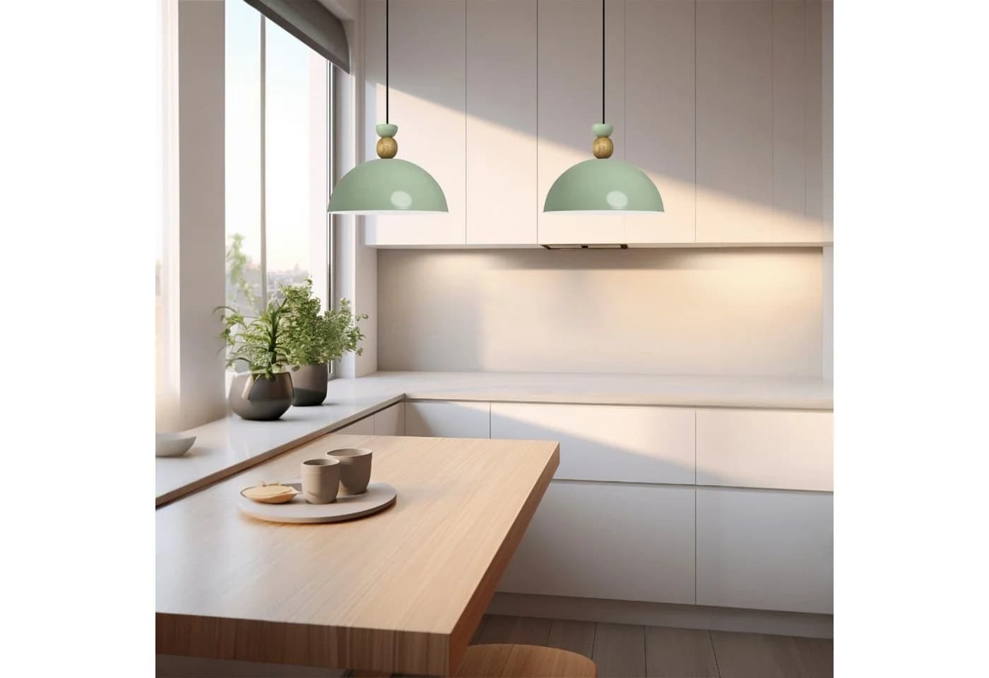 Bamyum Yimpi Pendelleuchte Doppelleuchter Metall Modern Minzgrün - Bild 4